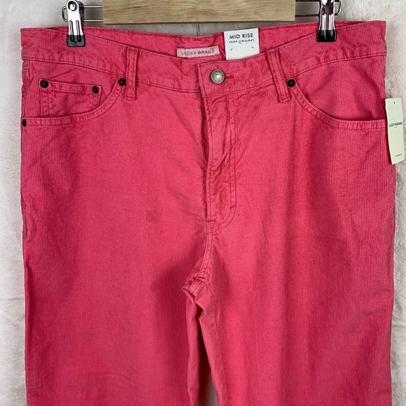 Lucky Brand Pink Mid Rise Crop Straight Corduroy Pants Size 16/33 NWT - Picture 5 of 15